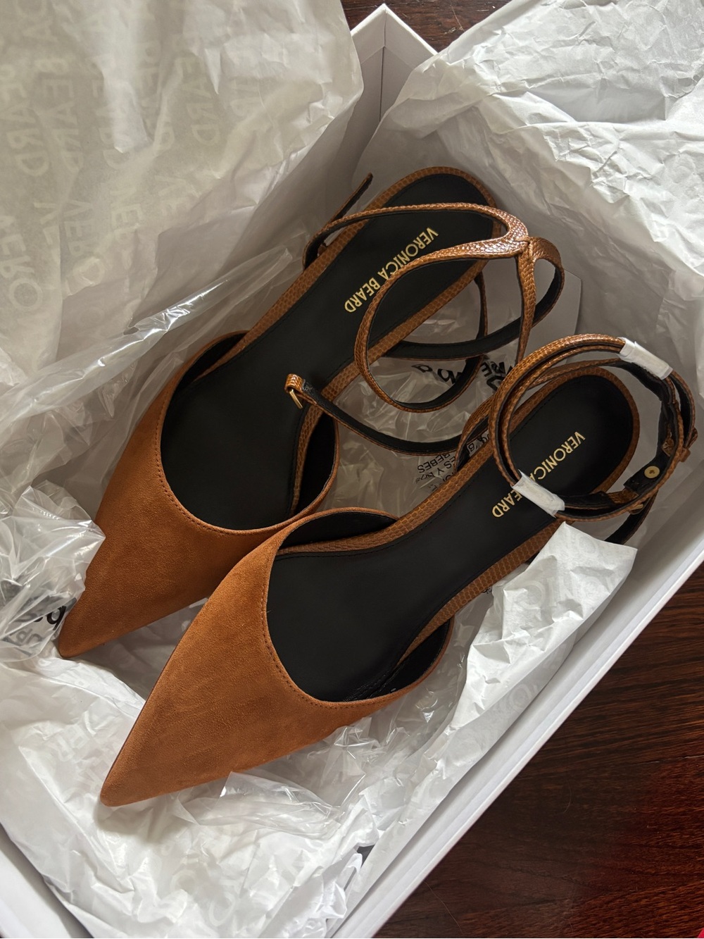 Veronica Beard Pointed-Toe Ankle-Wrap Heels